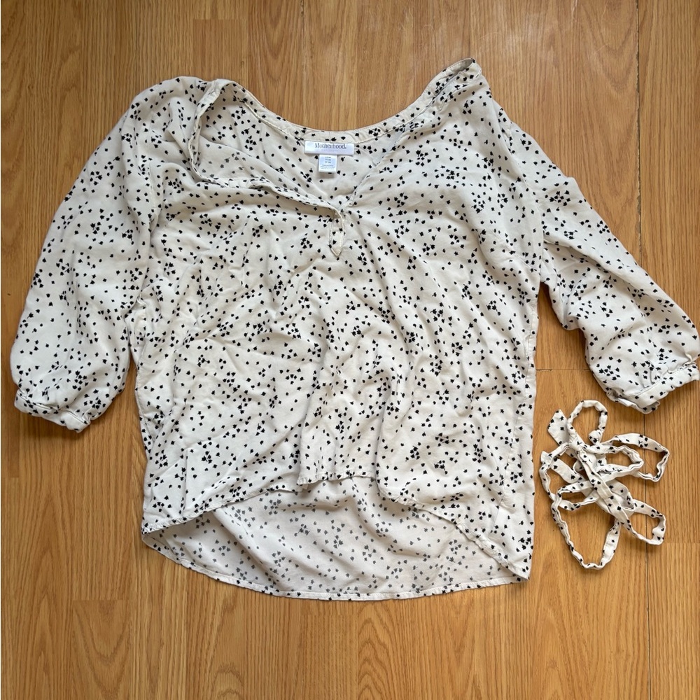 Motherhood Cream Blouse with Black Dots